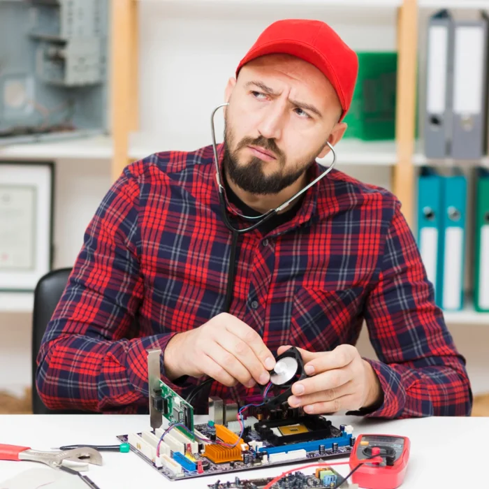 Front view person repairing